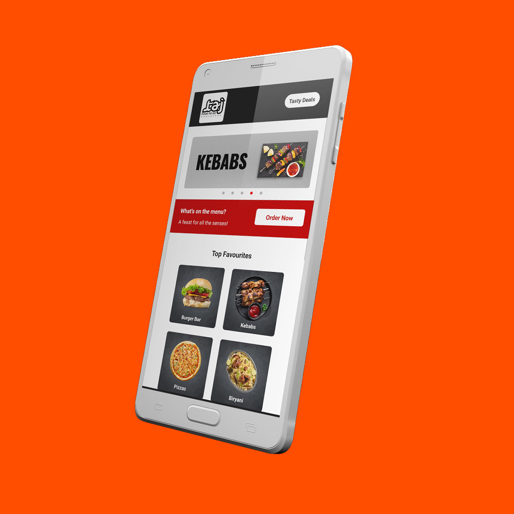 Taj Dumbarton app mockup